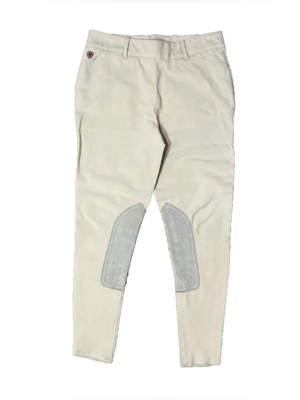 Ariat Cream Riding Breeches with Gray Knee Patches